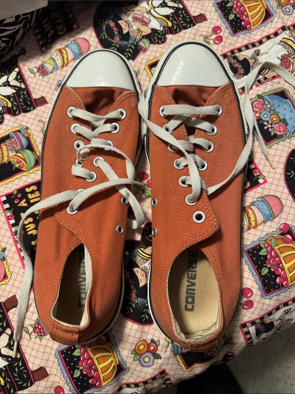 Converse Orange Canvas Low Top Sneakers with White Accents